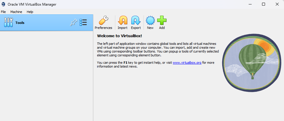 virtualBox Manager