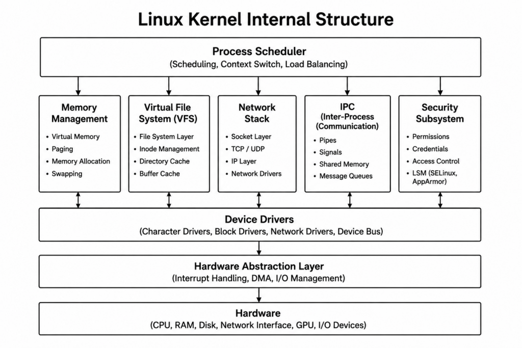 Linux kernel architecture diagram