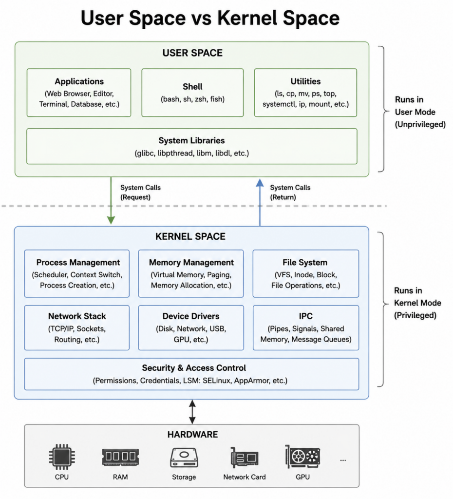 User Space and Kernel Space